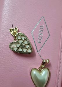 Fossil 24K Plated Heart Drop Earrings