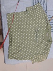 Patterned Olive Green T-shirt