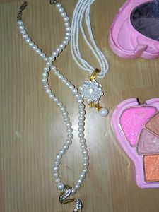 Pearl Necklaces And Kids Makeup Kit