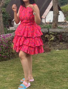 Pink Ruffled Mini Dress