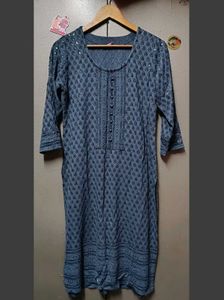 Embroidered Grey Kurta