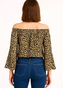 Leopard Print Off-Shoulder Top