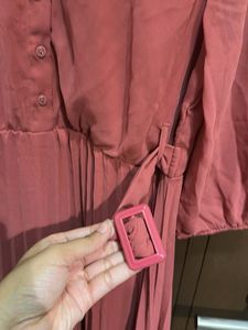 Dusty Rose Pleated Shirt Dress – Size M (Never Wor