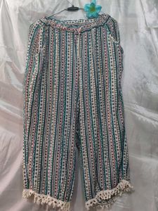 Boho Print Cropped Palazo With Dori At Bottom