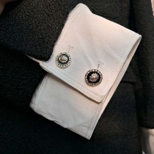 Black Woolen Tweed Coat