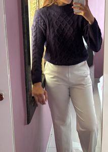 Old Money Navy Cable Knit Sweater