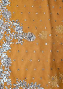 Mustard n silver work saree