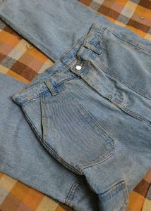 Light Wash Denim Cargo Pants