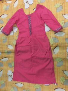 Pink Pure Cotton Kurtaset