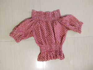 Cute Polka Dot Off-Shoulder Top