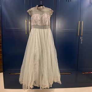 Elegant Tulle Gown with Silver Embellishments