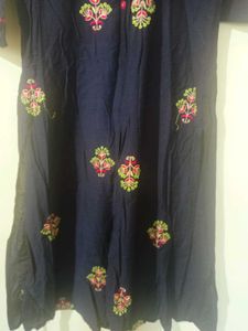 Embroidered Navy Tunic Dress