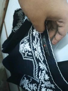 Navy Blue Embroidered Sleeveless Top