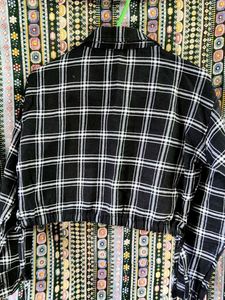 Cropped Plaid Tie-Front Shirt