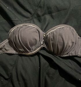 Lacy Grey Strapless Bra