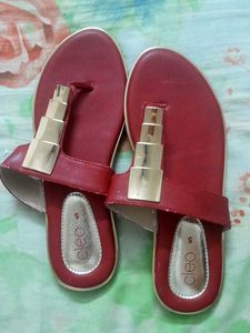 Red Flats Open Toe