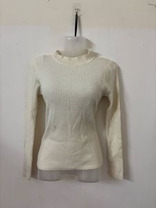 Cream Ribbed Mock Neck Top