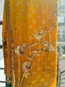 Elegant Yellow Sequin Sari