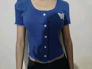 Blue Button-Down Top