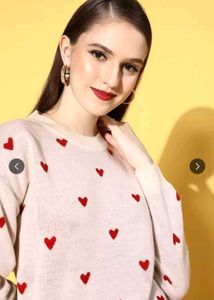 Heart Print Sweater &amp; Jeans Set
