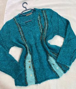 🎁Buy1 Get1 Free France Unique Teal Knit Sweater B