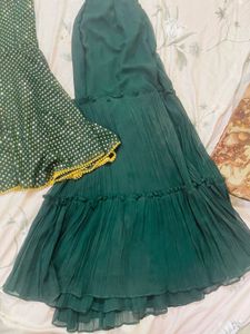 Green Embroidered Sharara set