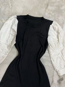 Black Dress with Puff Sleeves