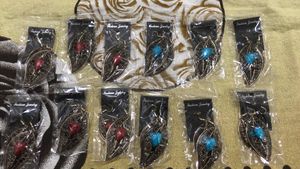 Premium Red Blue Stone Leaves Earrings- 1 Pairs