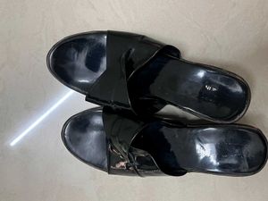 Black Patent Leather Slides