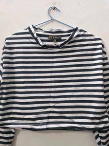 black and white striped top