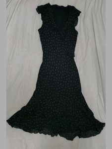 Caroll Black Floral Print Midi Dress