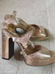Zara Gold Platform Heels