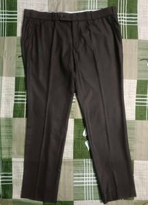 Korean Pleated Trouser Dark Brown Straight Fit