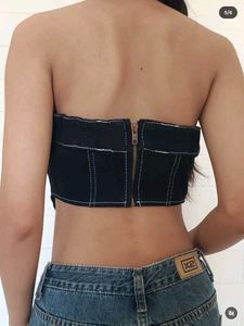 Black Denim Corset Top