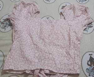 Pink Floral Print Crop Top