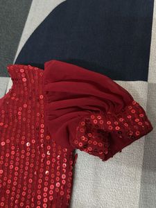 Sparkling Red Sequin Lehenga Set For Kids