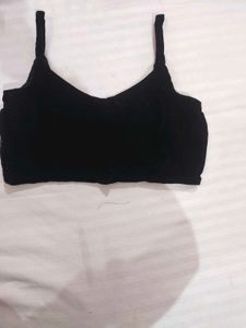 Velvet black bralette top with hooks at the back