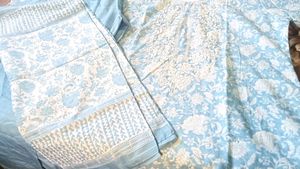 Sky Blue Embroidered Suit