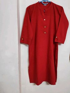 Sober Red Cotton Kurta