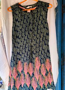 Navy Blue & Green Kurta