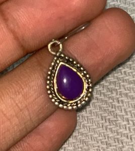 Peacock Jhumka And Purple Stone Jhumk