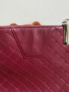 zara dark red women shoulder bag