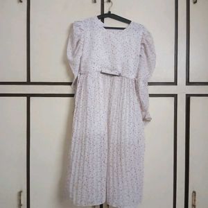 Floral Midi Dress with Belt Design