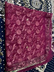 Purple Sequin Sari with Blouse