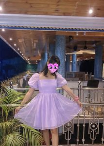 Lavender Puff Sleeve Mini Dress