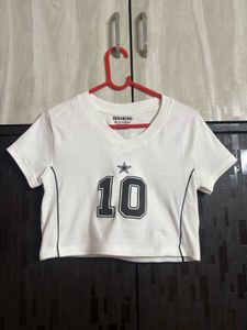 v neck jersey crop top
