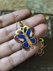 Gorgeous Meenakari Brass Butterfly Earrings