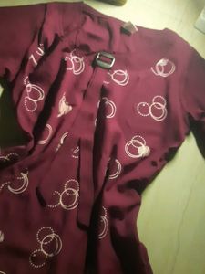 Maroon Print Blouse with Buckle