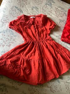 Red Dress with Lace Collar