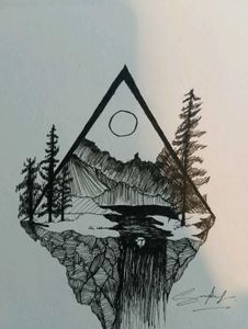 Mountain Scenery Drawing